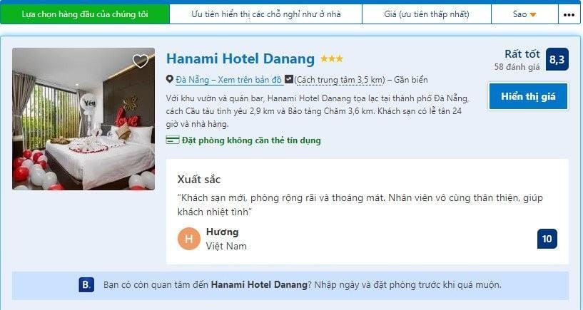 đặt phòng khách sạn hanami hotel trực tuyến