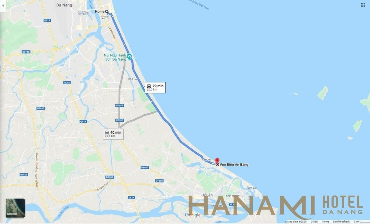 bản đồ chỉ đường đến bãi biển An Bàng Hội An