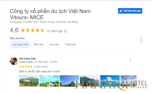 Đánh giá trên google về Công ty cổ phần du lịch Việt Nam Vitours