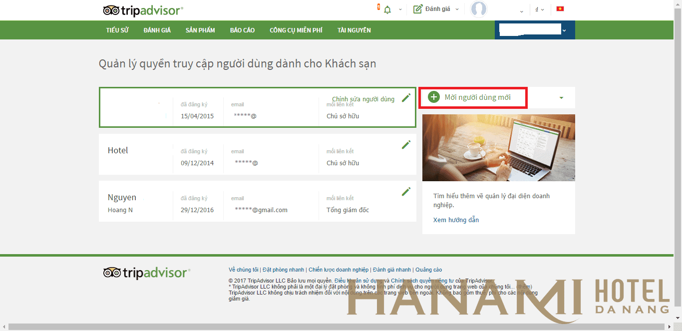Hướng dẫn đăng kí bán phòng trên Tripadvisor